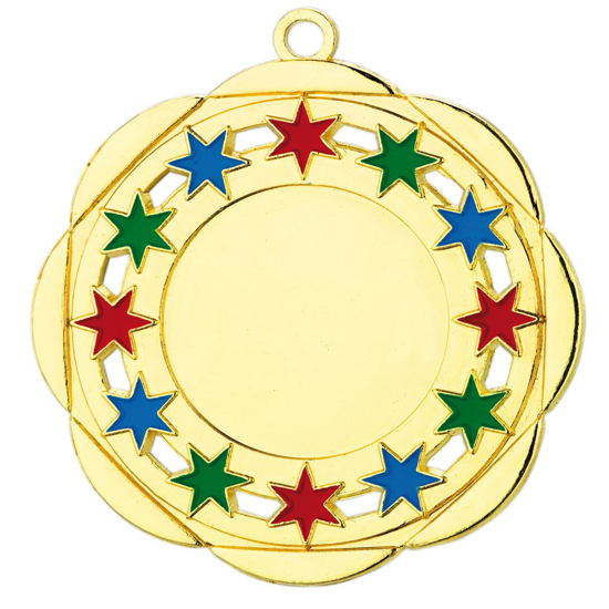 Bild von Medaille Gold-Sterne 50 mm mit farbe   (Close out)