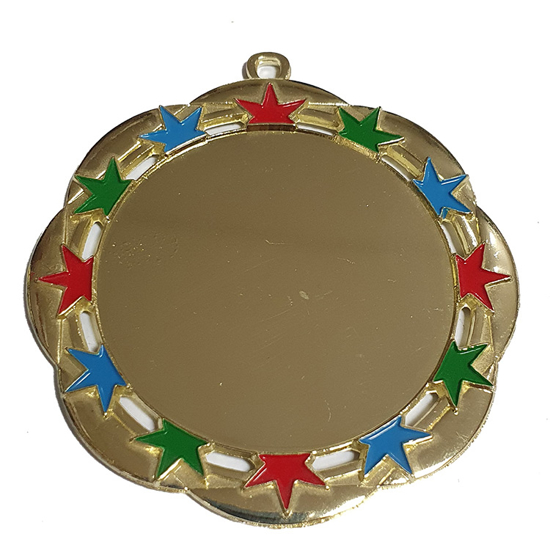 Bild von Medaille Gold-Sterne mit farbe  70 mm  (Close out)
