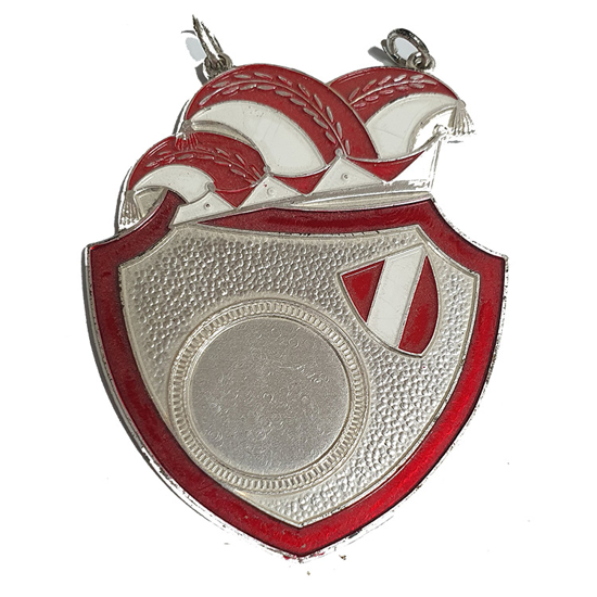 Afbeeldingen van Medaille Steek-Schild Zilver-Rood 70 mm (Close out) 