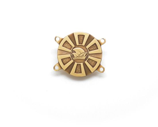Bild von Schakel Prinsen Ketting Antiek Goud Rond met Steek 30 mm