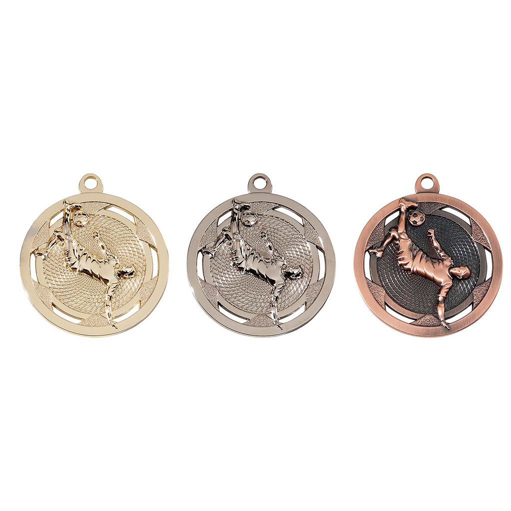 Afbeeldingen van Medaille 50 mm ME.77/25 Goud-Zilver-Brons  Voetbal